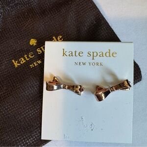 Kate Spade Rose Gold Mini Bow Stud Earrings Cute Luxe Designer